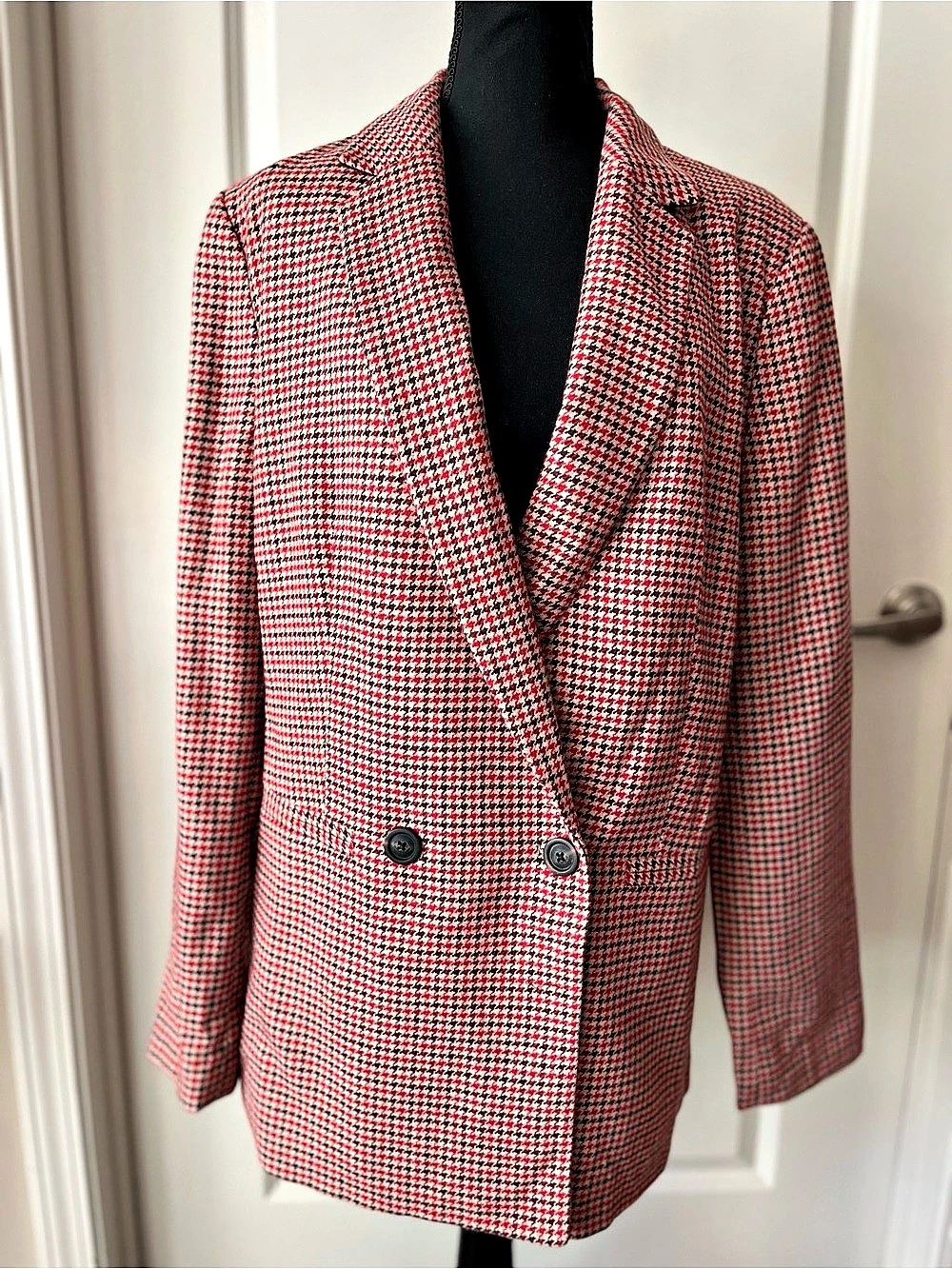 Gap Houndstooth Blazer in Red, Wine & Tan Size 14 Tall. NWT